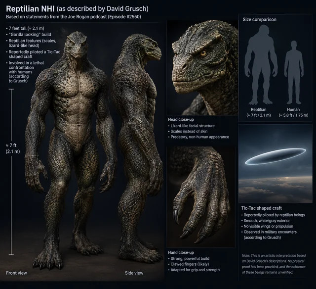 Hahmotelma Gruschin kuvailemista reptiliaani-olennoista