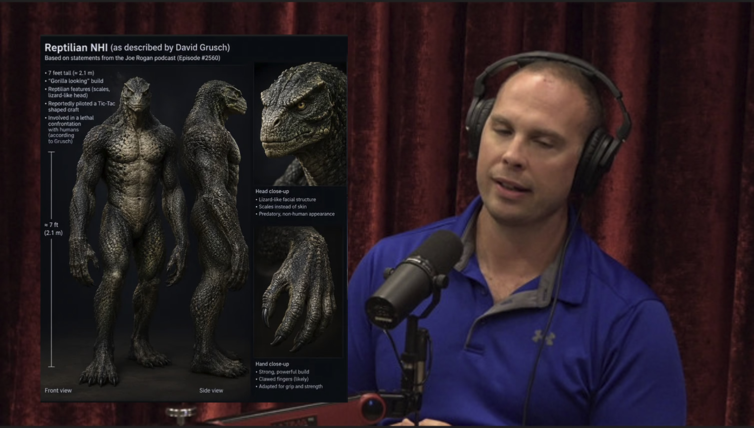 David Grusch kertoi Joe Roganille reptiliaaneista. Hänen mukaansa ne ovat todellisia.